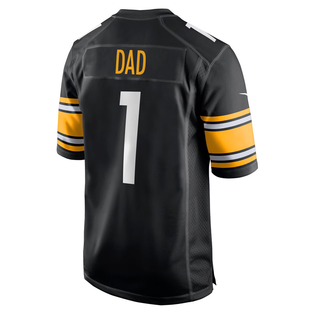 Pittsburgh Steelers Number 1 Dad Black Game Jersey