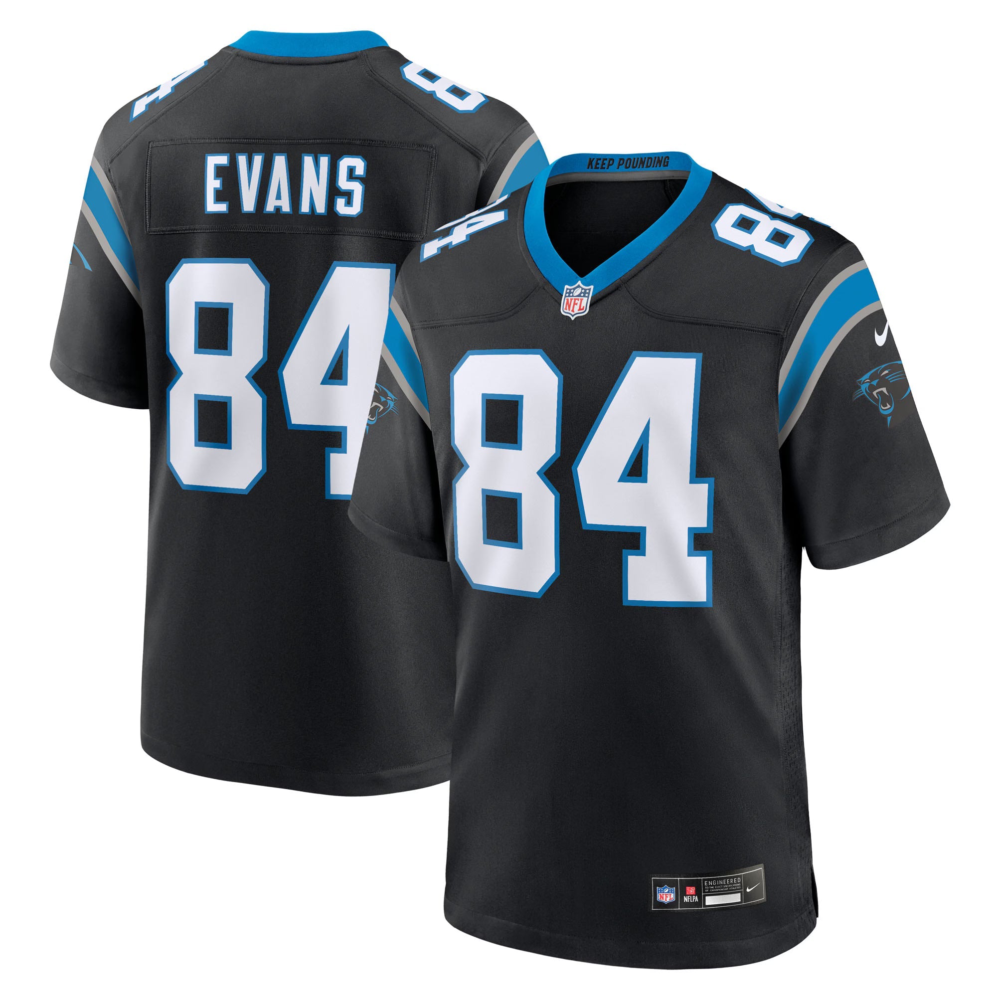 Carolina Panthers Mitchell Evans Black Team Game Jersey