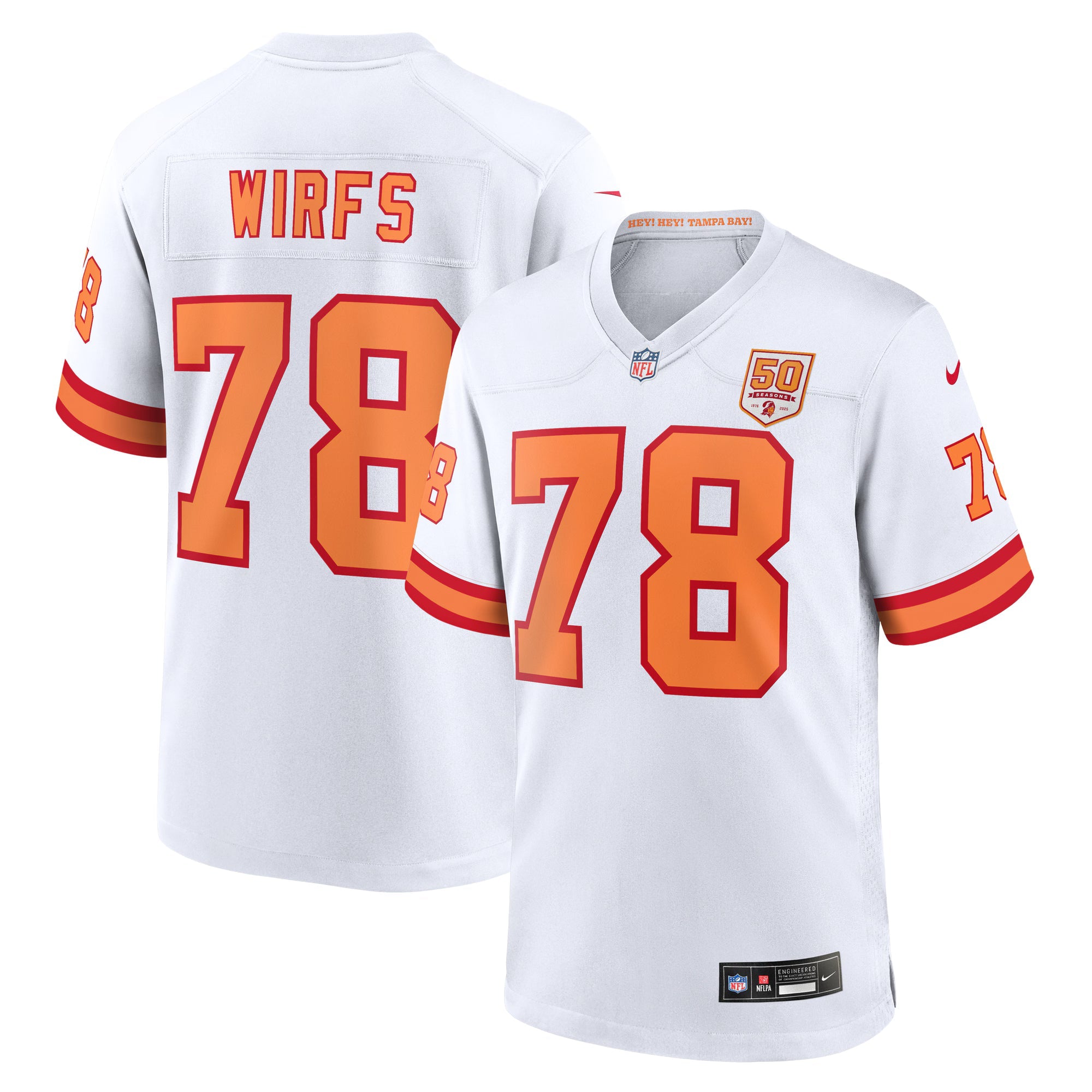 76 Tampa Bay Buccaneers Tristan Wirfs White 50th Season Game Jersey