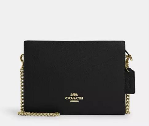 NWT Coach Slim Crossbody Leather Bag In Gold/ Black