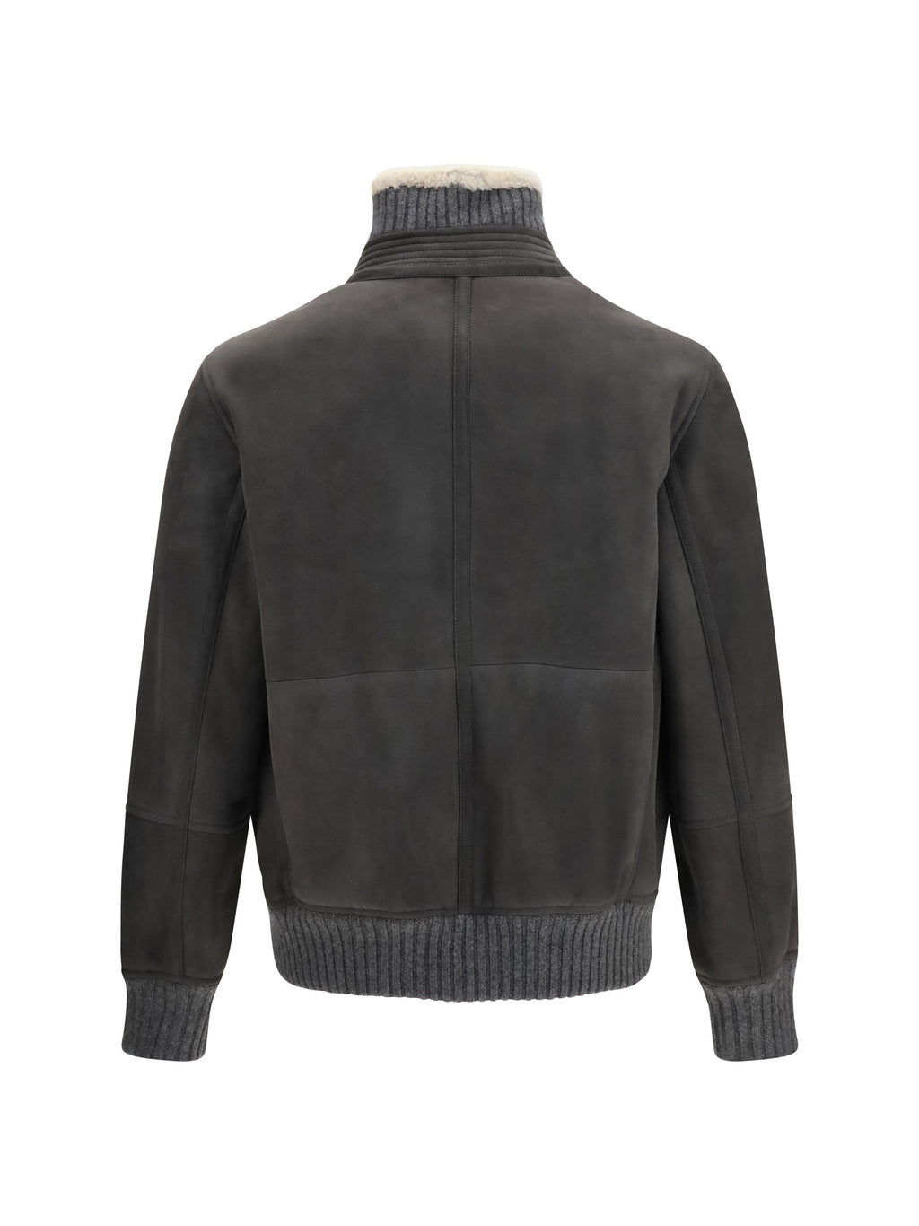 Brunello Cucinelli Men Shearling Jacket With Zip And High Neck