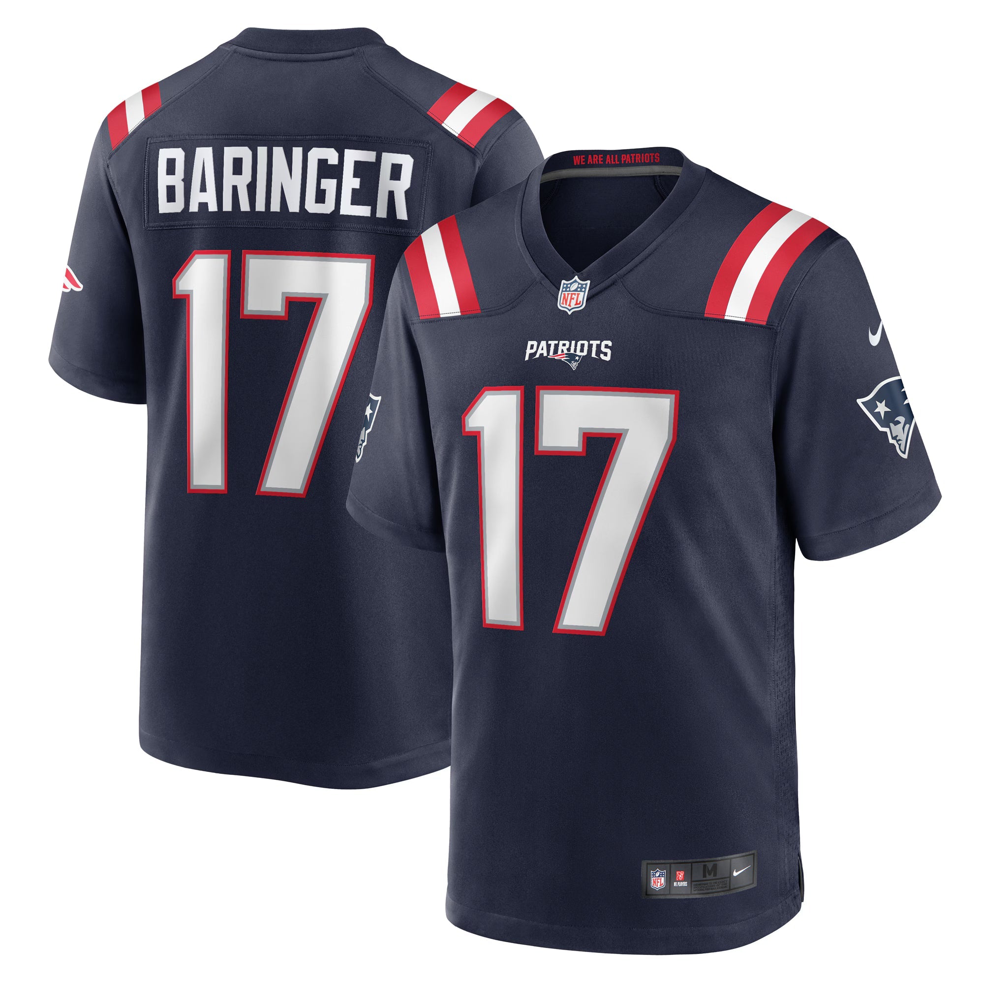 New England Patriots Bryce Baringer Navy Team Game Jersey