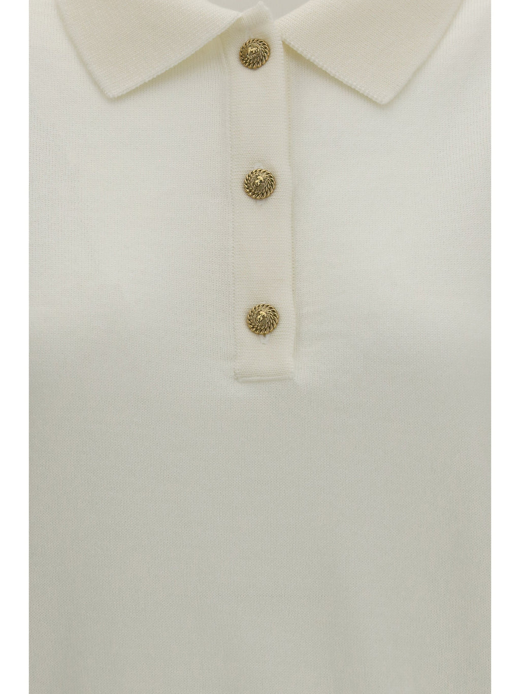 Balmain Women Wool Polo With Vintage Buttons