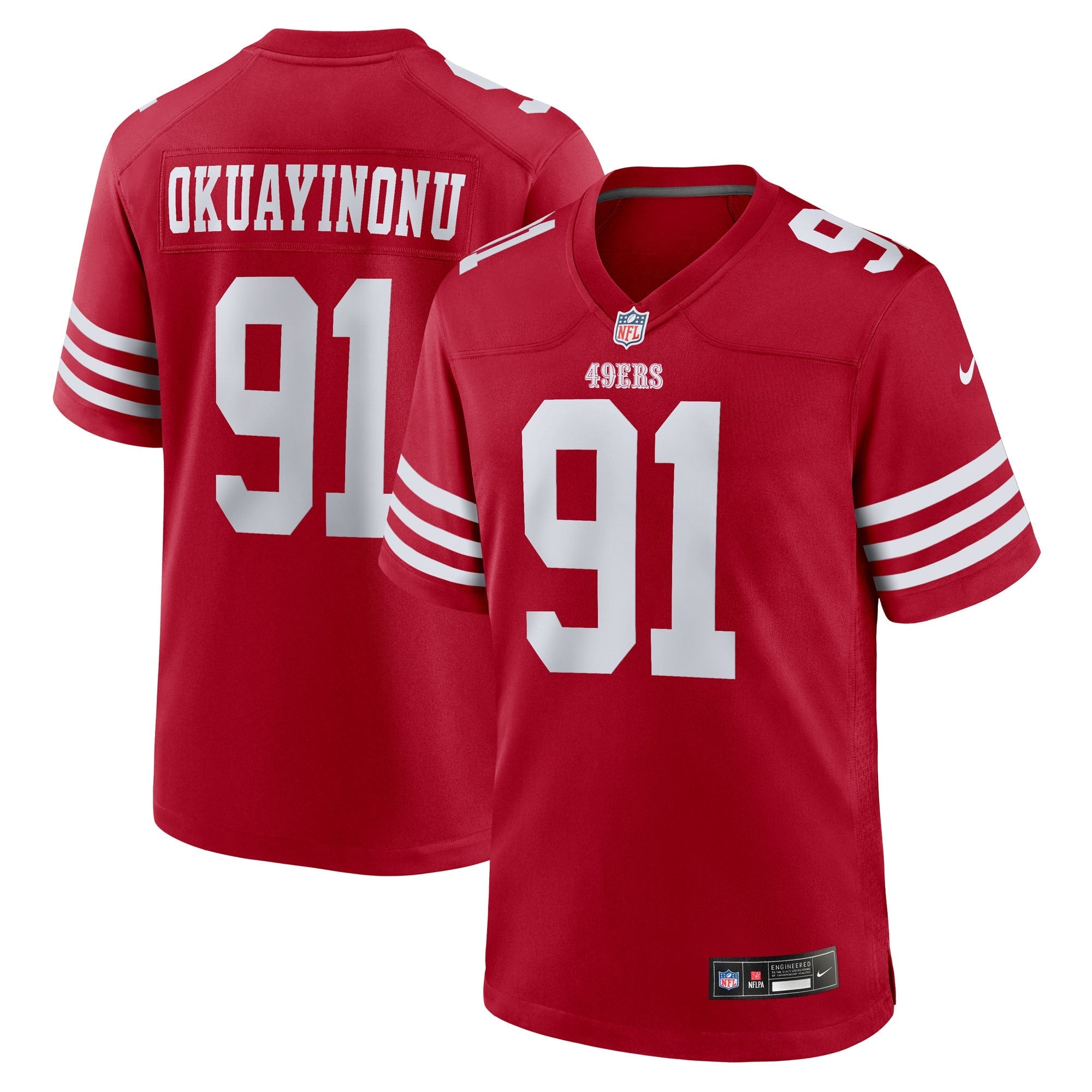 San Francisco 49ers Sam Okuayinonu Scarlet Team Game Jersey