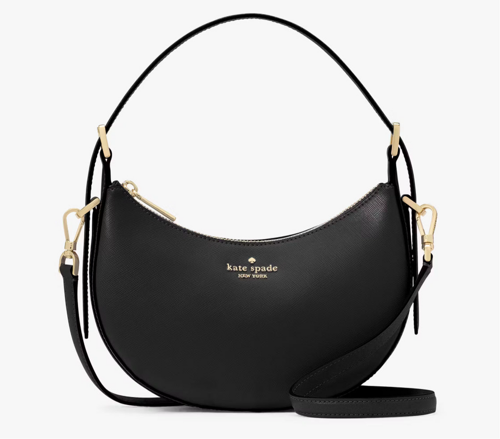NWT Kate Spade Leather Nova Crescent Shoulder Bag In Black