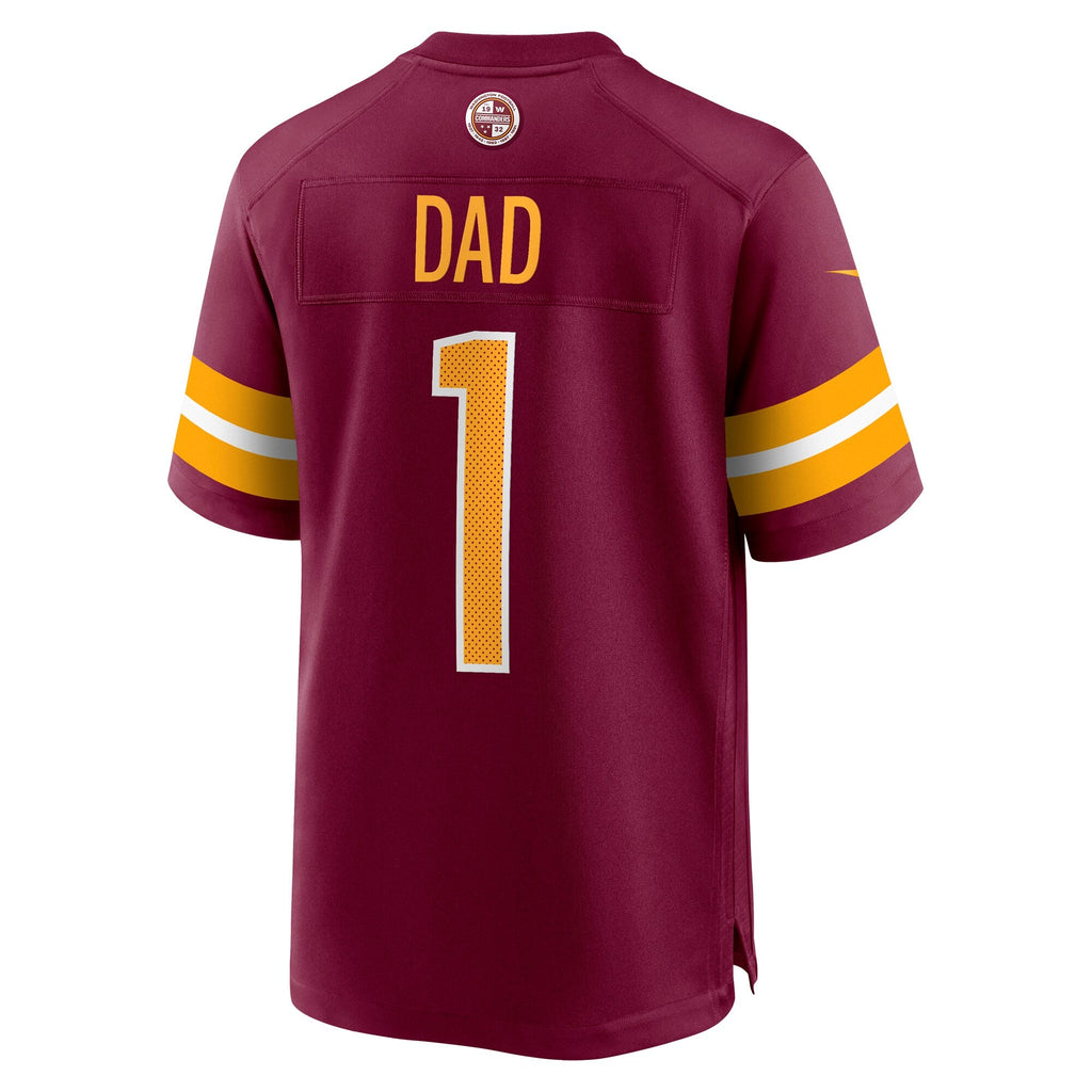 Washington Commanders Number 1 Dad Burgundy Game Jersey