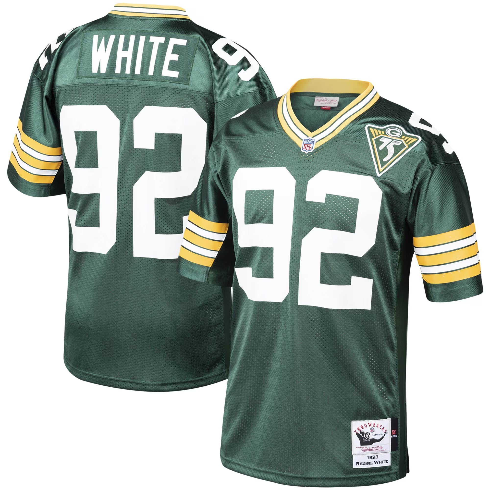 Green Bay Packers 1993 Reggie White Mitchell & Ness Green Authentic Throwback Retired Player Jersey
