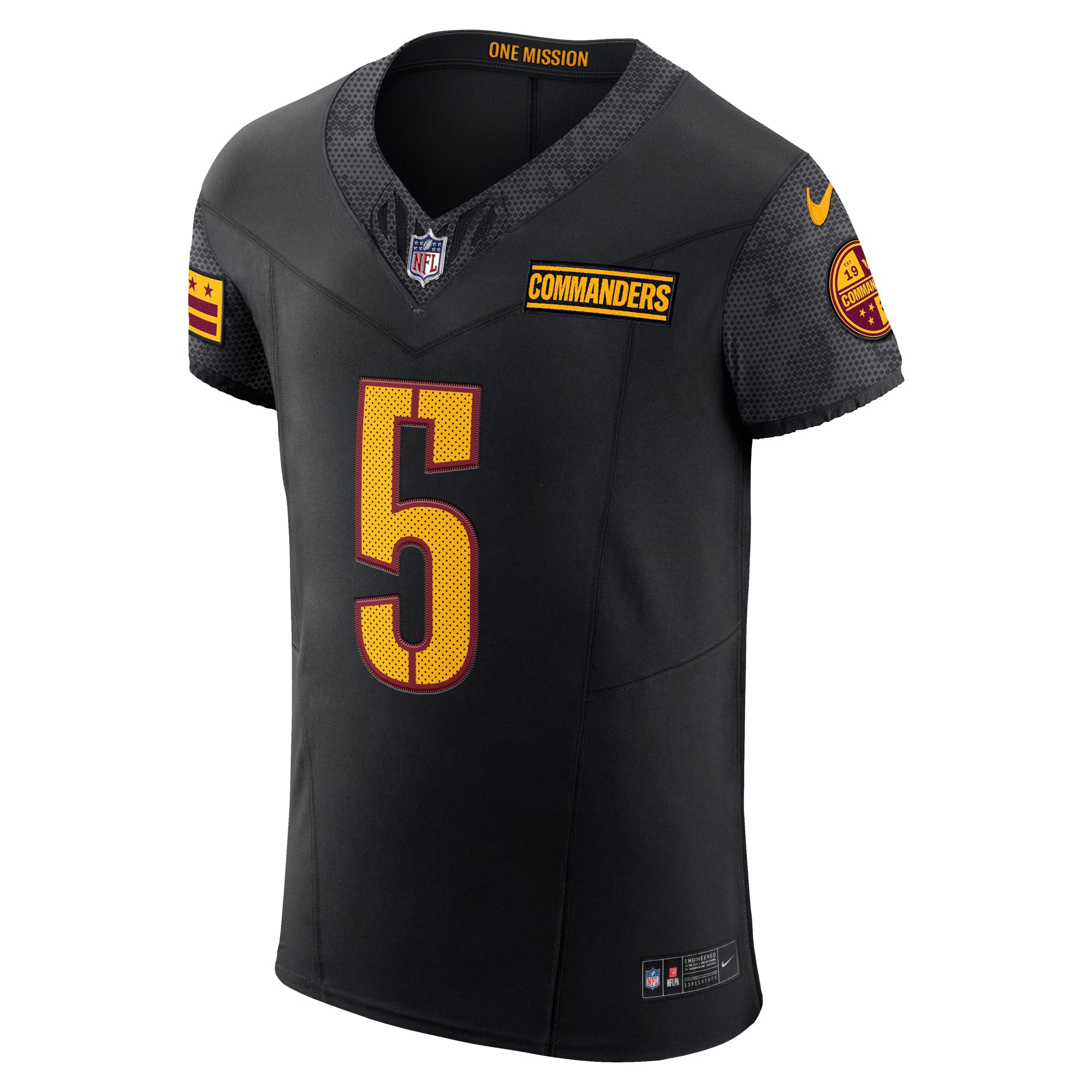 Washington Commanders Jayden Daniels Black Alternate Vapor F.U.S.E. Elite Jersey