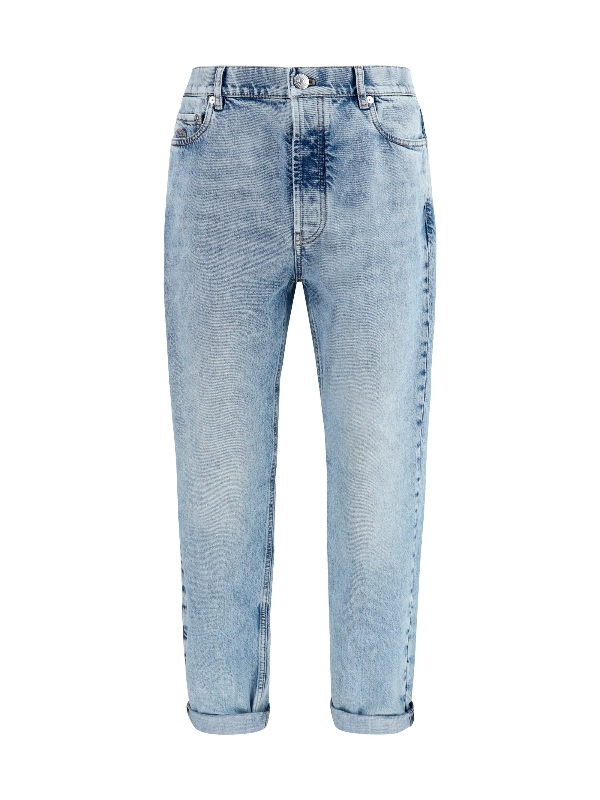 Brunello Cucinelli Men Straight-Leg Turn-Up Jeans