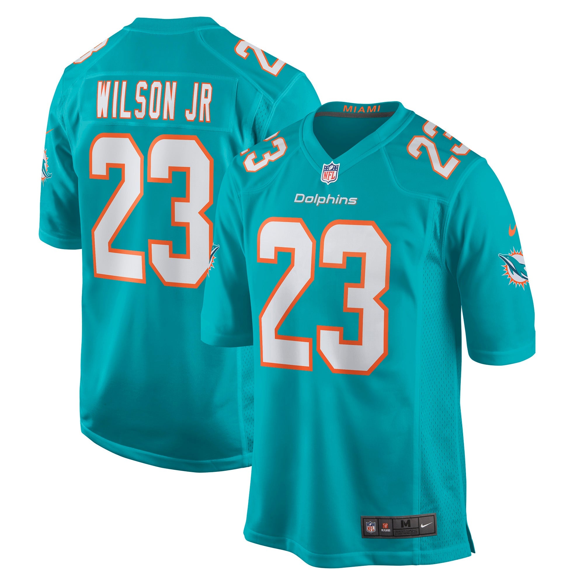Miami Dolphins Jeff Wilson Jr. Aqua Game Player Jersey