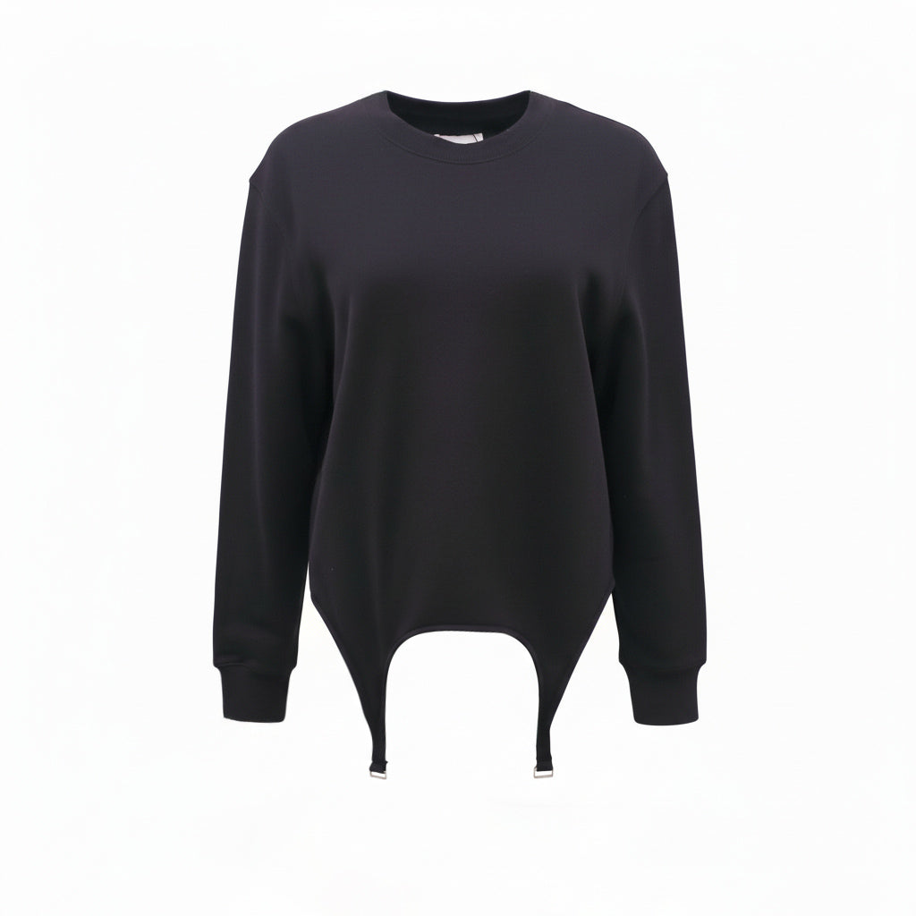 DION LEE BLACK GARTER SWEATER - SIZE L
