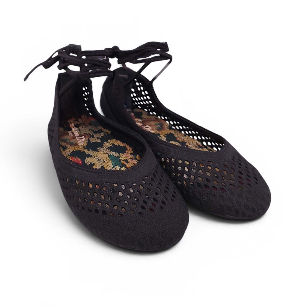 DIOR BLACK MESH BALLERINA FLATS - SIZE 38.5
