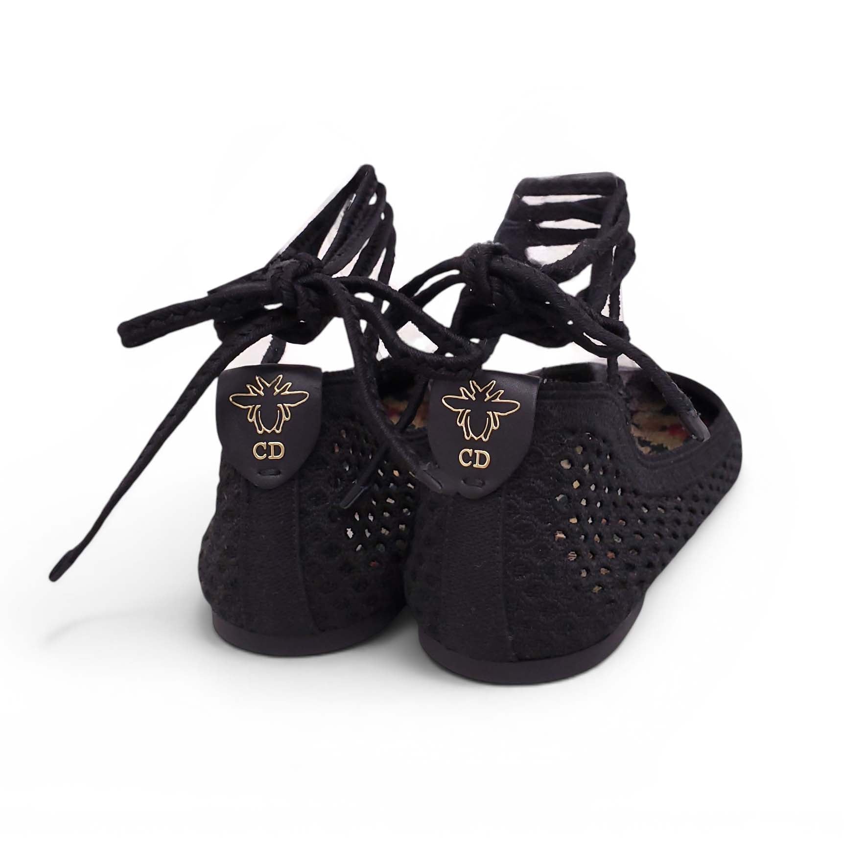 DIOR BLACK MESH BALLERINA FLATS - SIZE 38.5