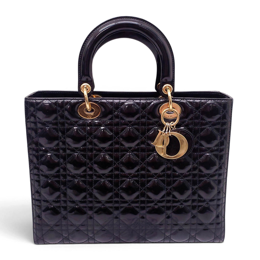 DIOR BLACK PATENT LADY DIOR BAG