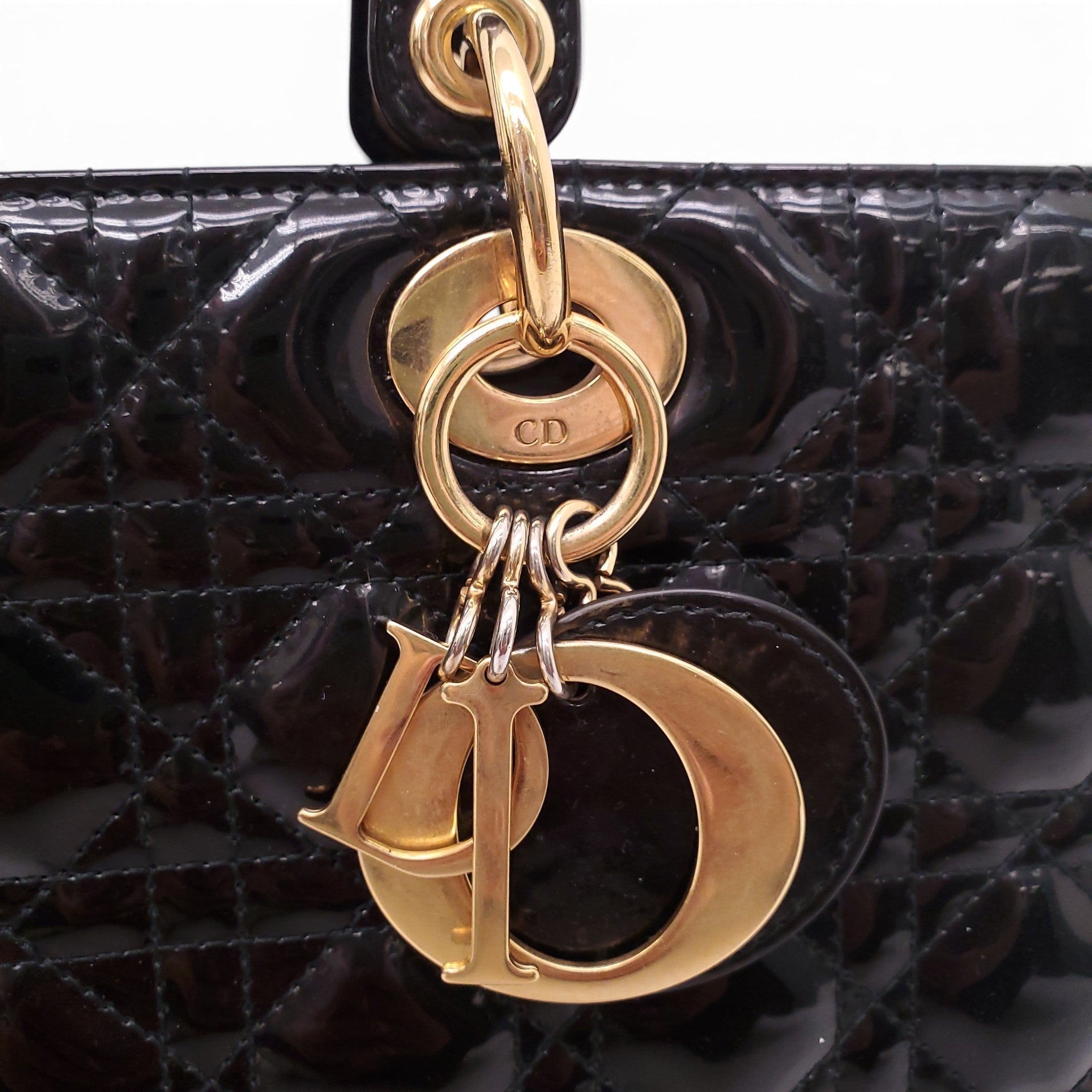 DIOR BLACK PATENT LADY DIOR BAG
