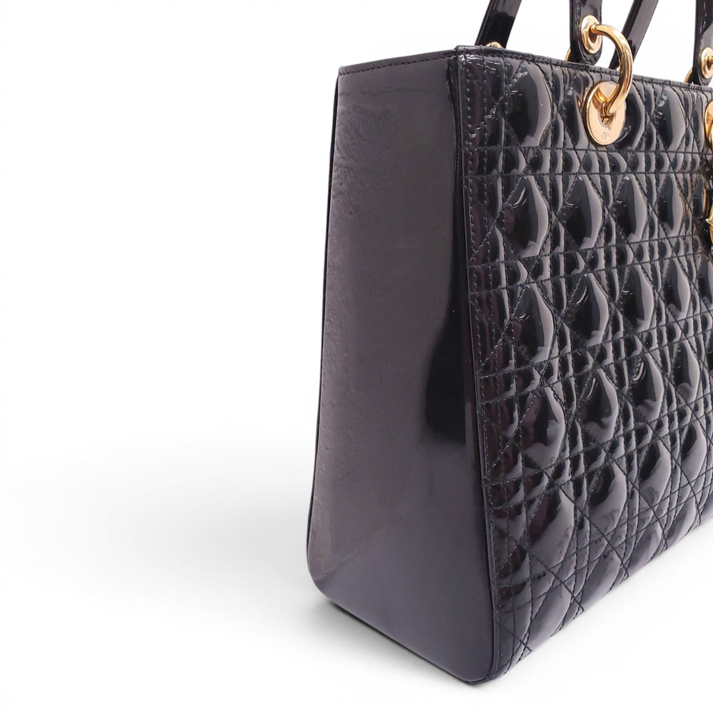 DIOR BLACK PATENT LADY DIOR BAG