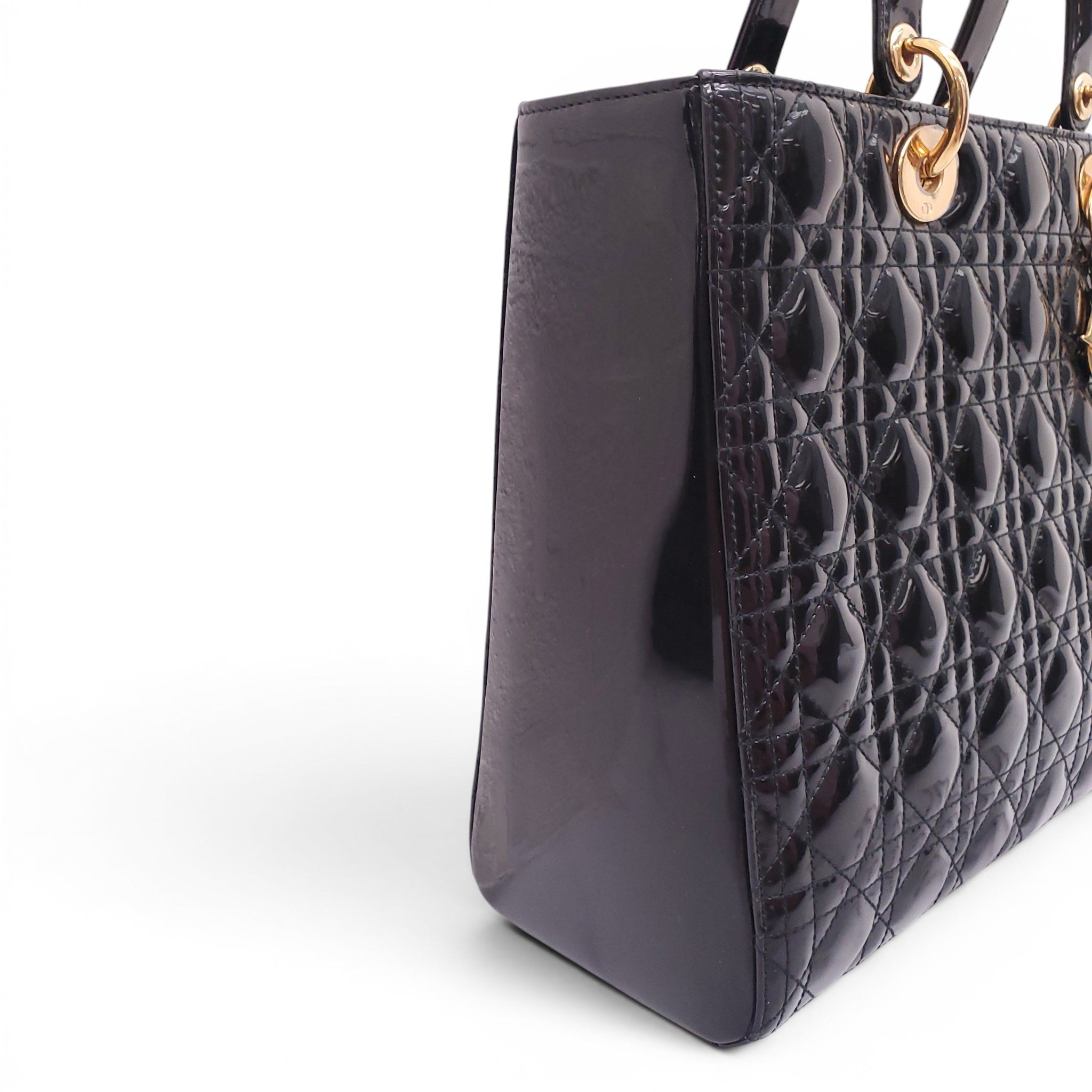 DIOR BLACK PATENT LADY DIOR BAG