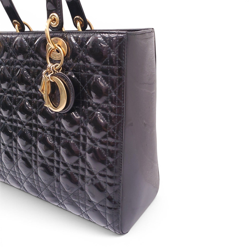 DIOR BLACK PATENT LADY DIOR BAG