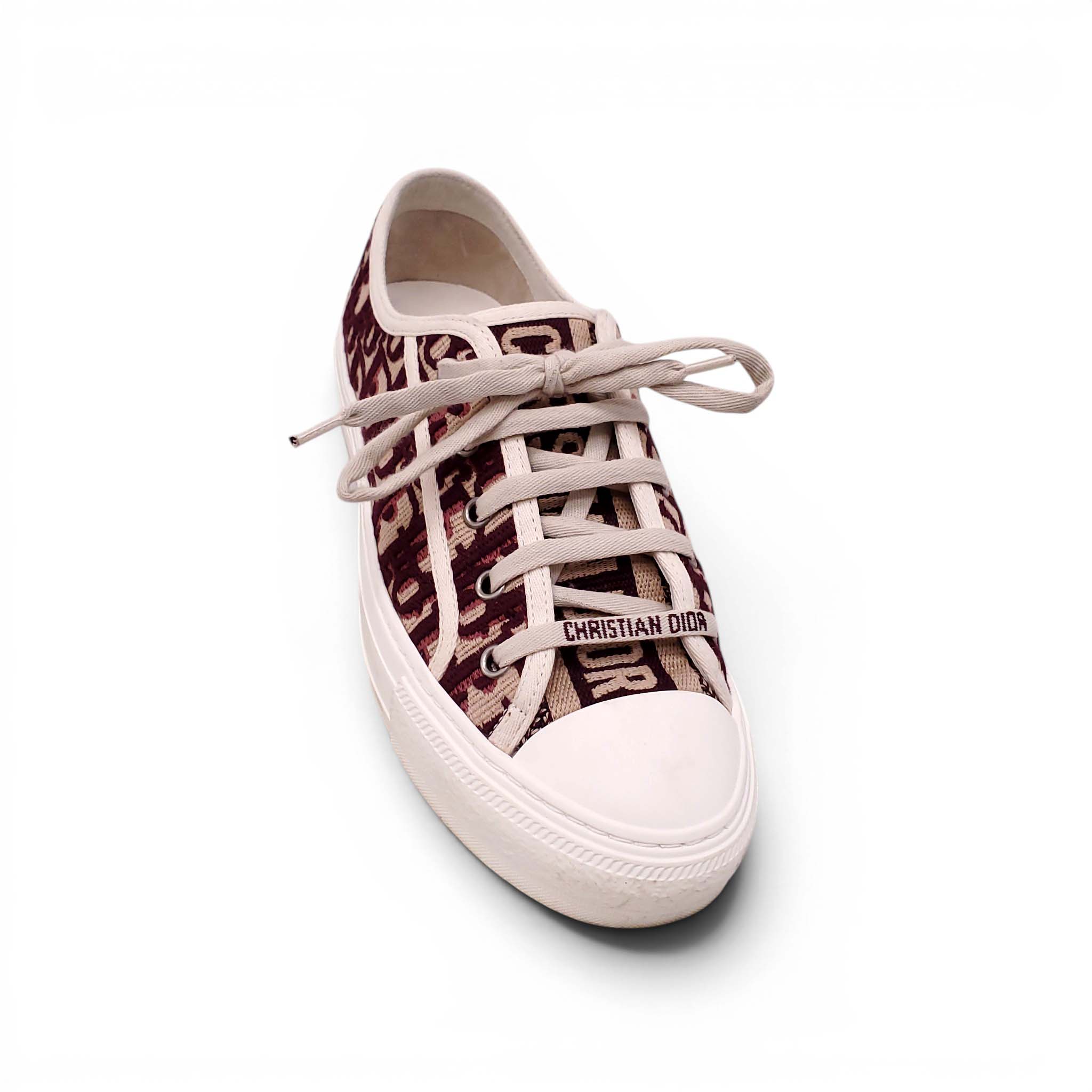 DIOR BURGUNDY LOGO SNEAKERS - SIZE 38.5