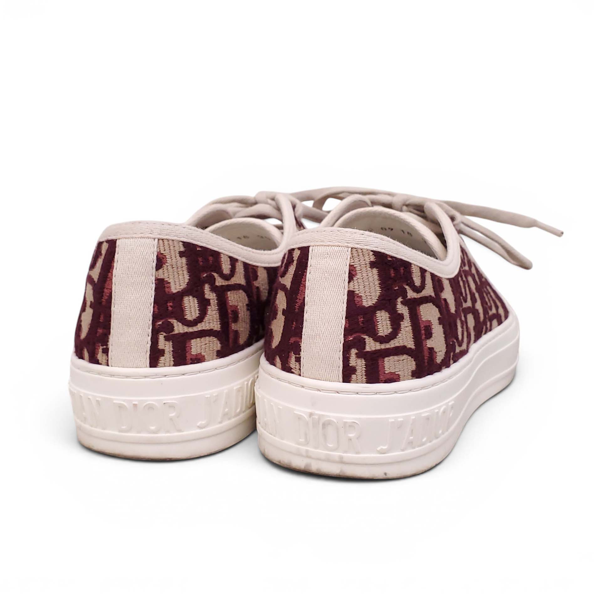 DIOR BURGUNDY LOGO SNEAKERS - SIZE 38.5