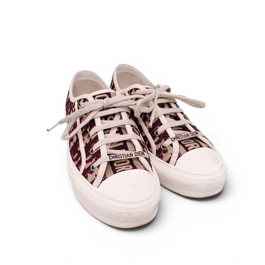 DIOR BURGUNDY LOGO SNEAKERS - SIZE 38.5