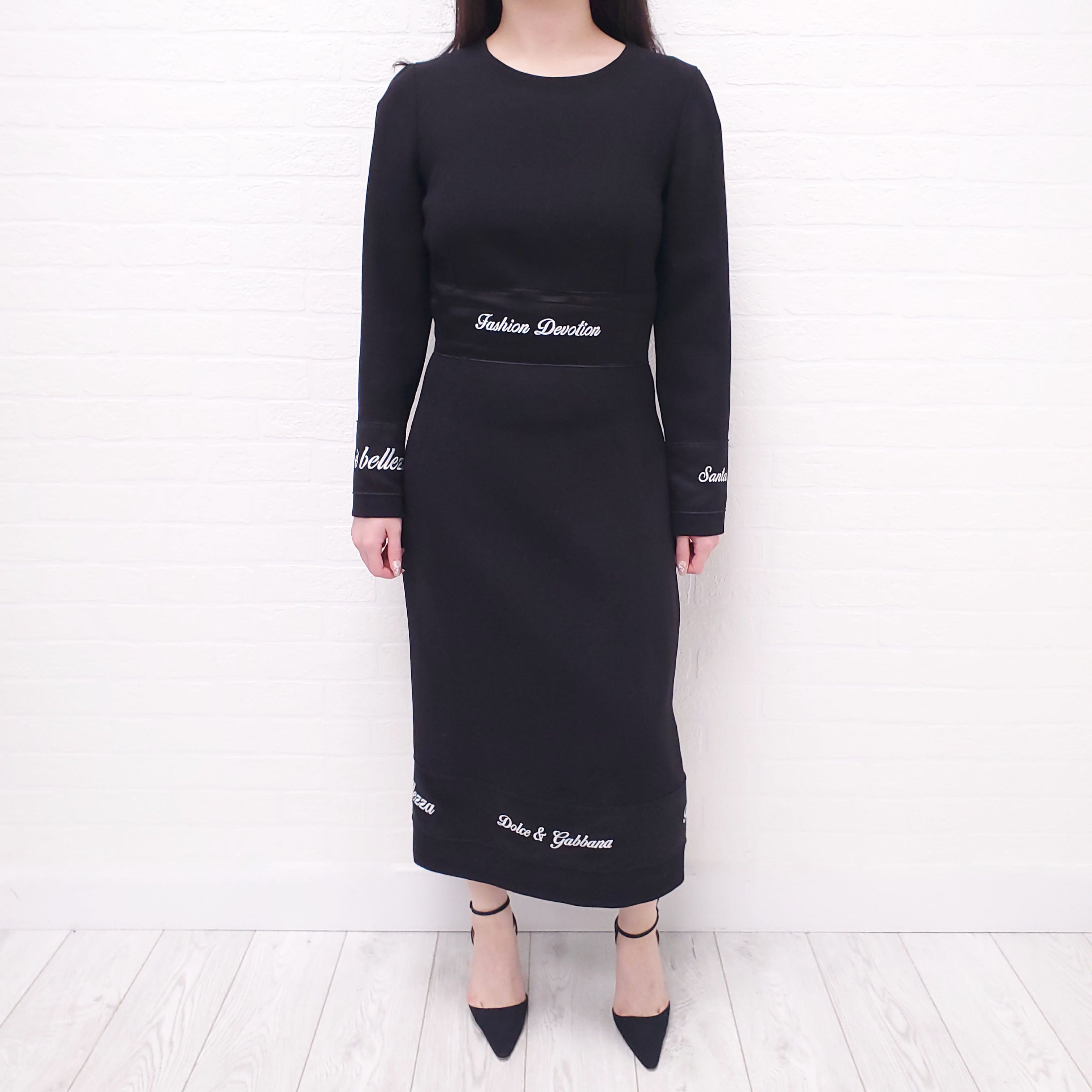 DOLCE & GABBANA BLACK 'FASHION DEVOTION' DRESS - SIZE 46