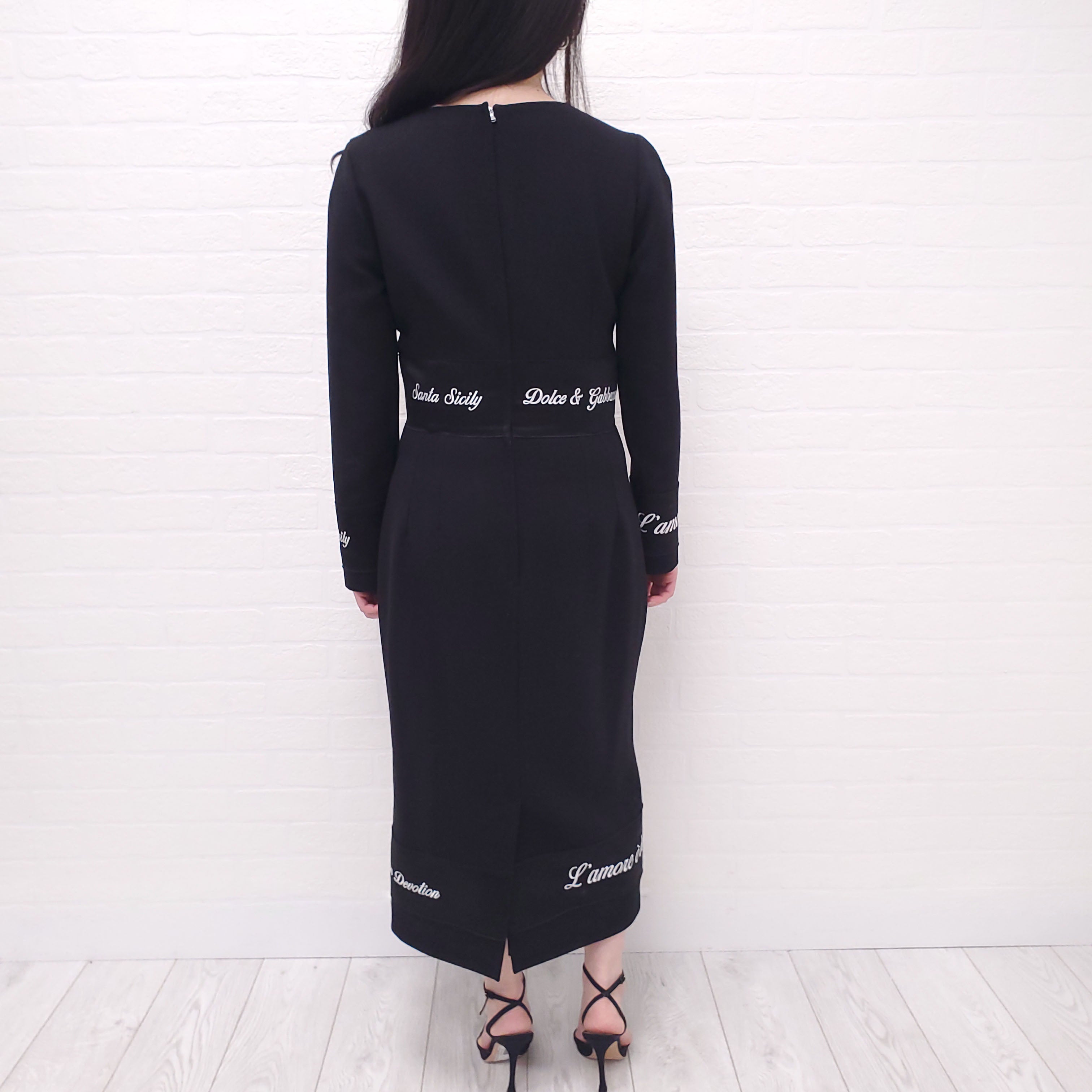 DOLCE & GABBANA BLACK 'FASHION DEVOTION' DRESS - SIZE 46