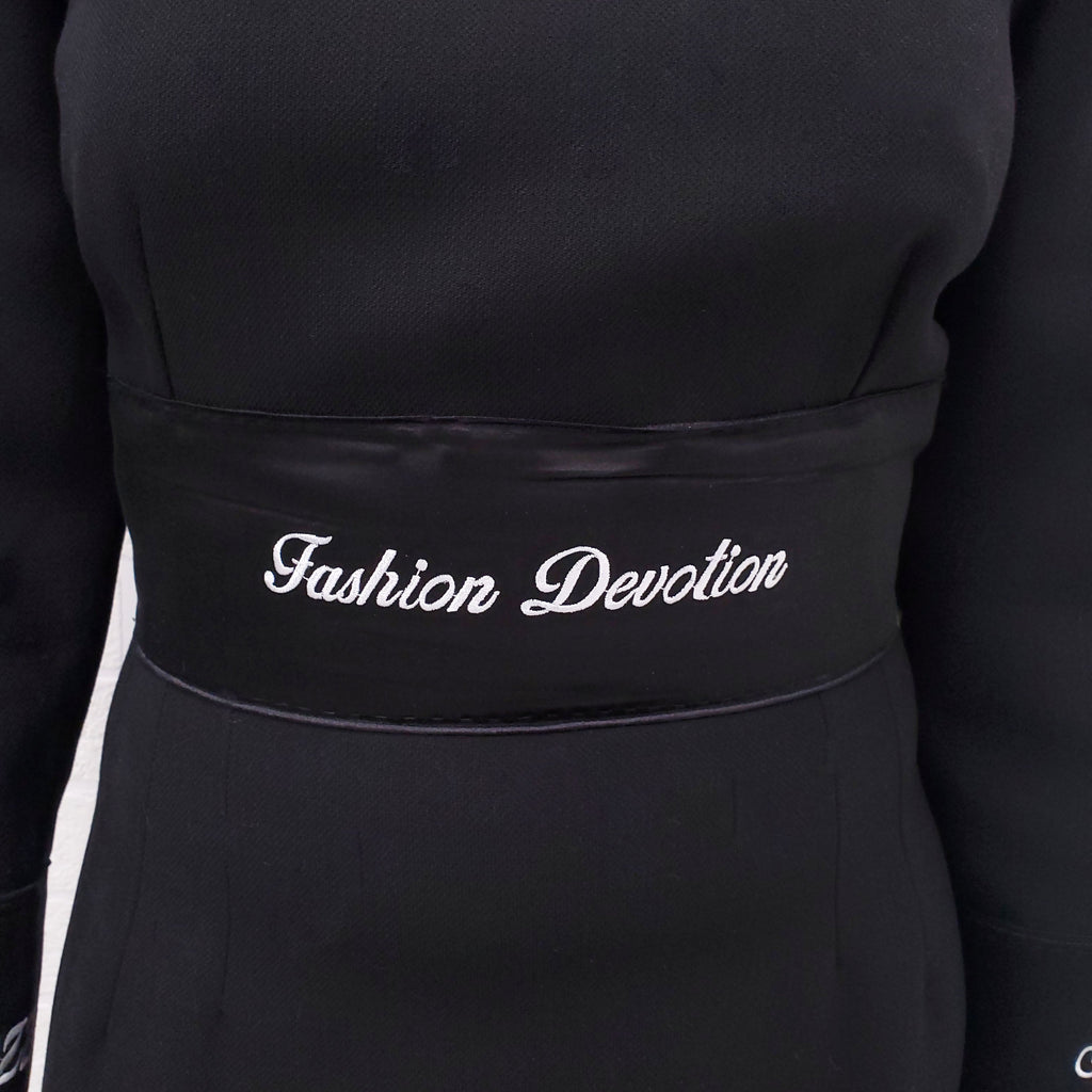 DOLCE & GABBANA BLACK 'FASHION DEVOTION' DRESS - SIZE 46