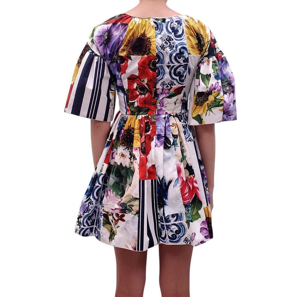 DOLCE & GABBANA COTTON PATCHWORK MINI DRESS - SIZE 40
