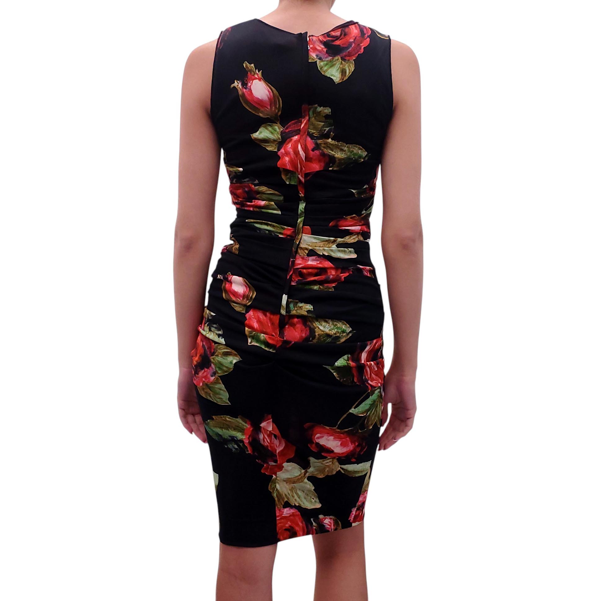 DOLCE & GABBANA FLORAL RUCHED MIDI DRESS - SIZE 38