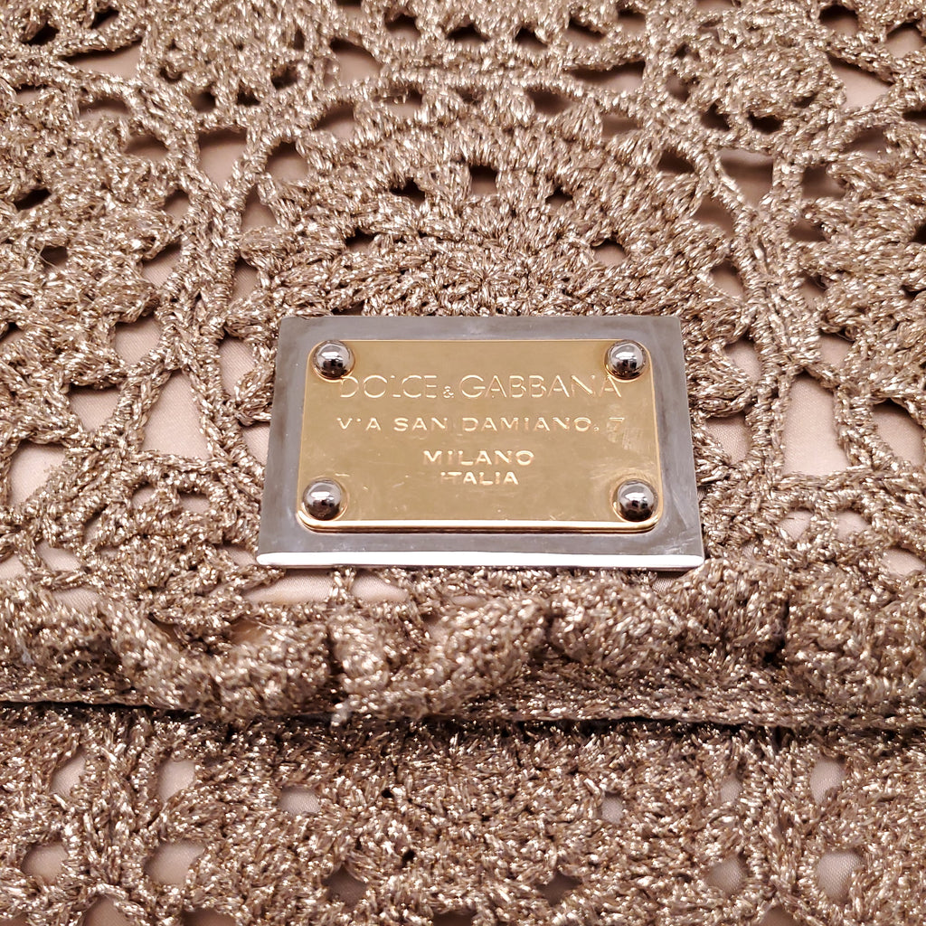 DOLCE & GABBANA GOLD CROCHET SICILY BAG