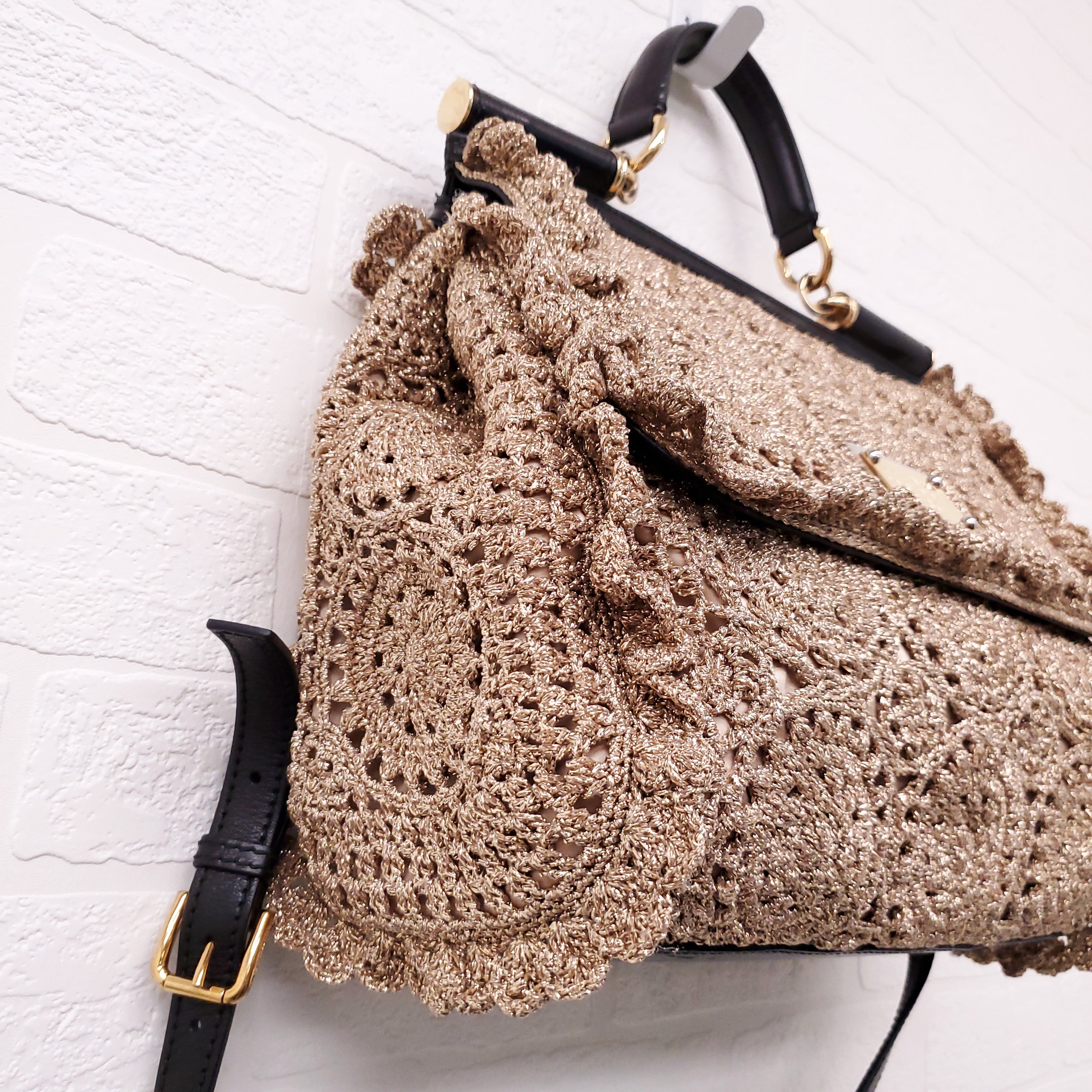 DOLCE & GABBANA GOLD CROCHET SICILY BAG