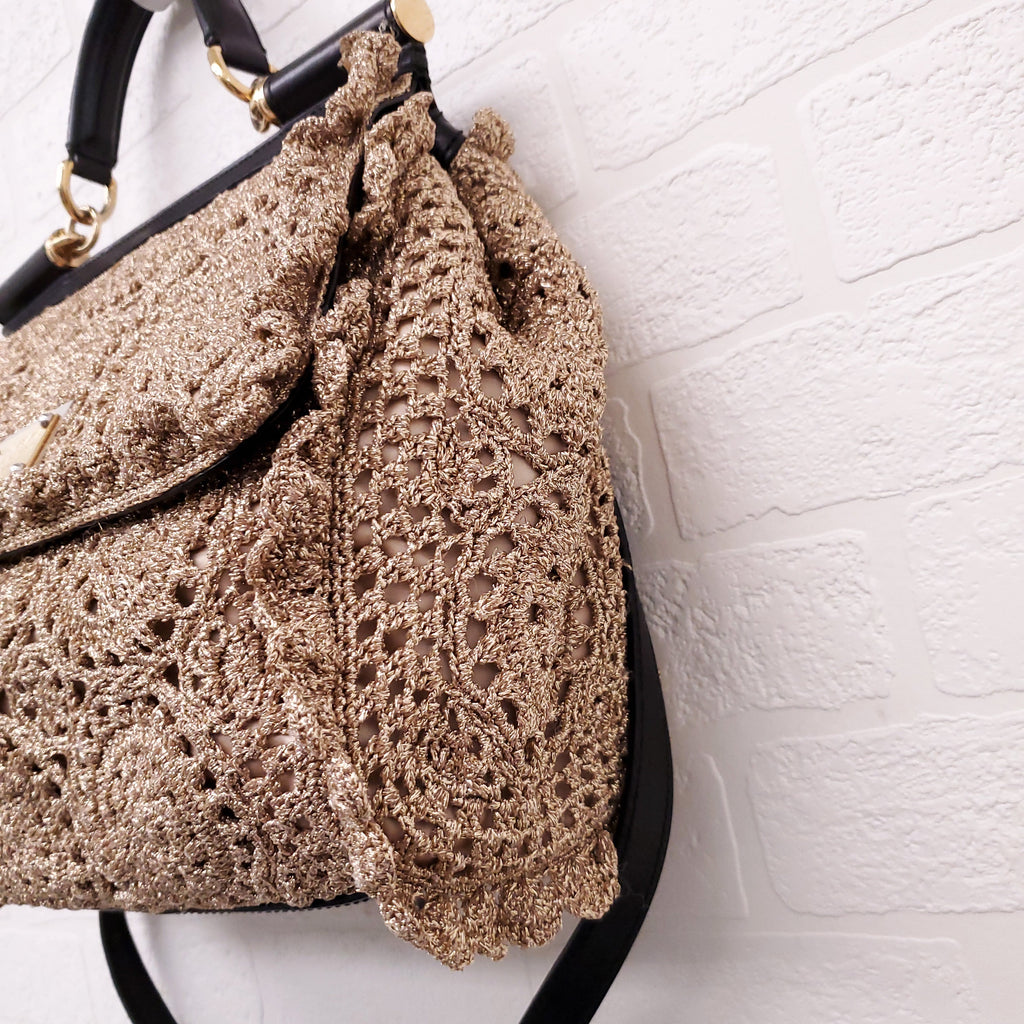 DOLCE & GABBANA GOLD CROCHET SICILY BAG