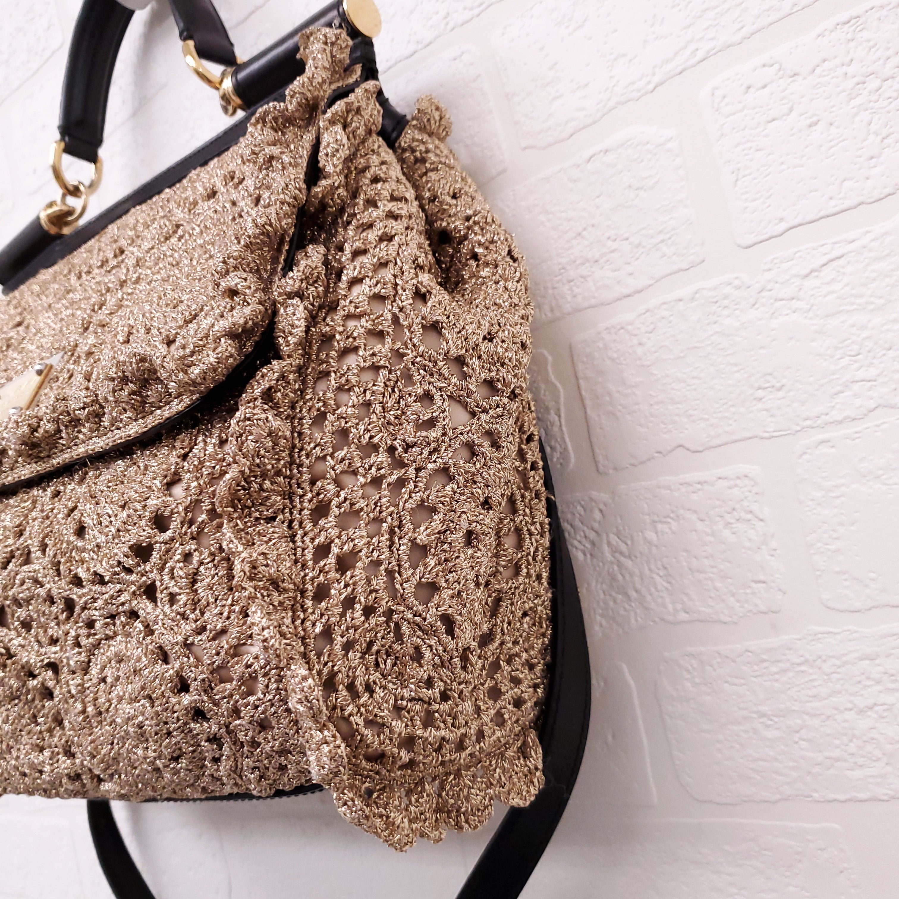 DOLCE & GABBANA GOLD CROCHET SICILY BAG
