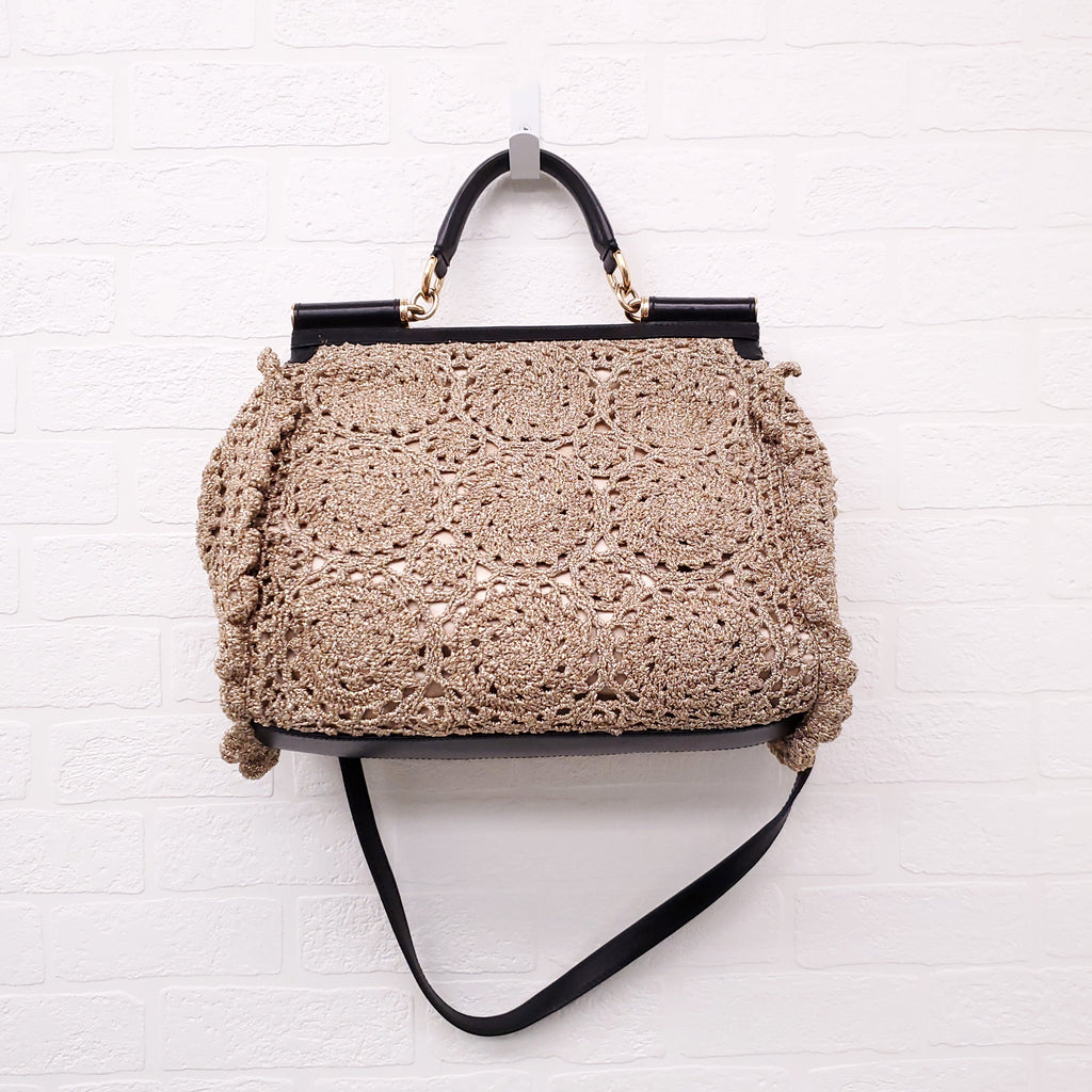 DOLCE & GABBANA GOLD CROCHET SICILY BAG