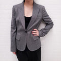 DOLCE & GABBANA GREY HOUNDSTOOTH BLAZER WITH LEOPARD INTERIOR - SIZE 40