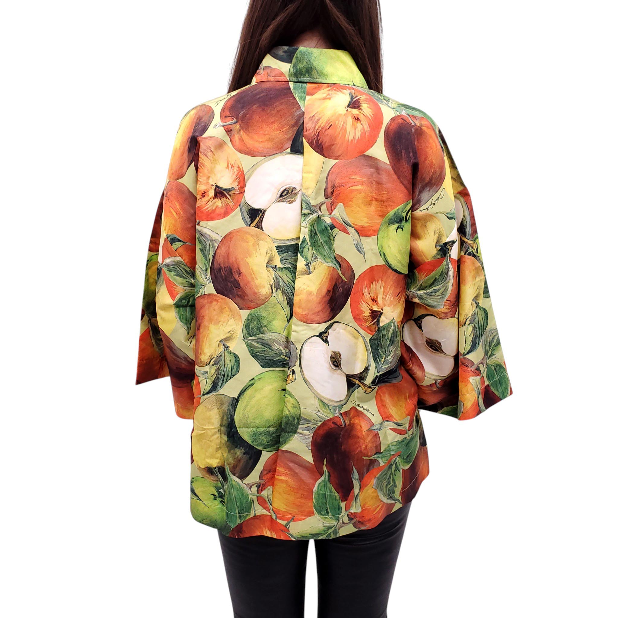 DOLCE & GABBANA OVERSIZED APPLE PRINT BLOUSE - SIZE 40