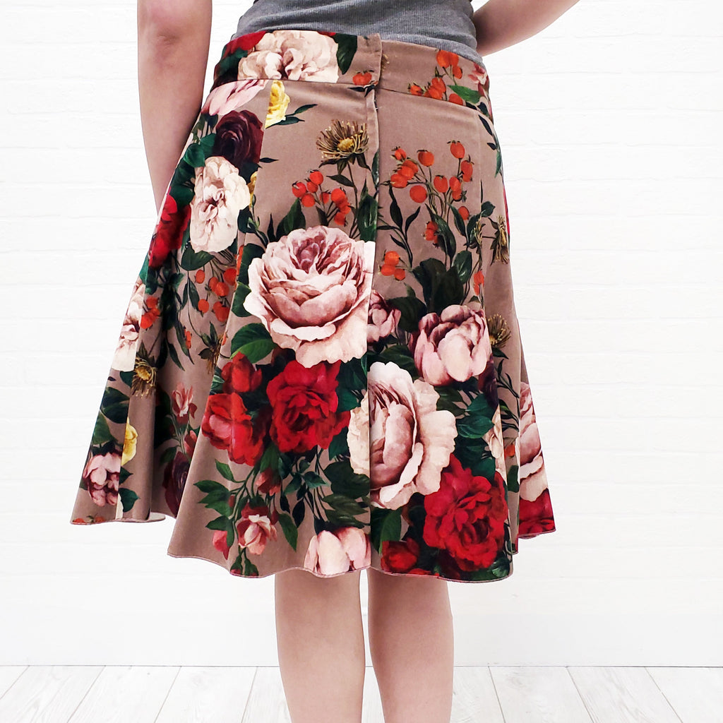 DOLCE & GABBANA PINK FLORAL VELVET SKIRT - SIZE 44