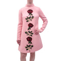 DOLCE & GABBANA PINK ROSE FLORAL CRYSTAL DRESS - SIZE 46