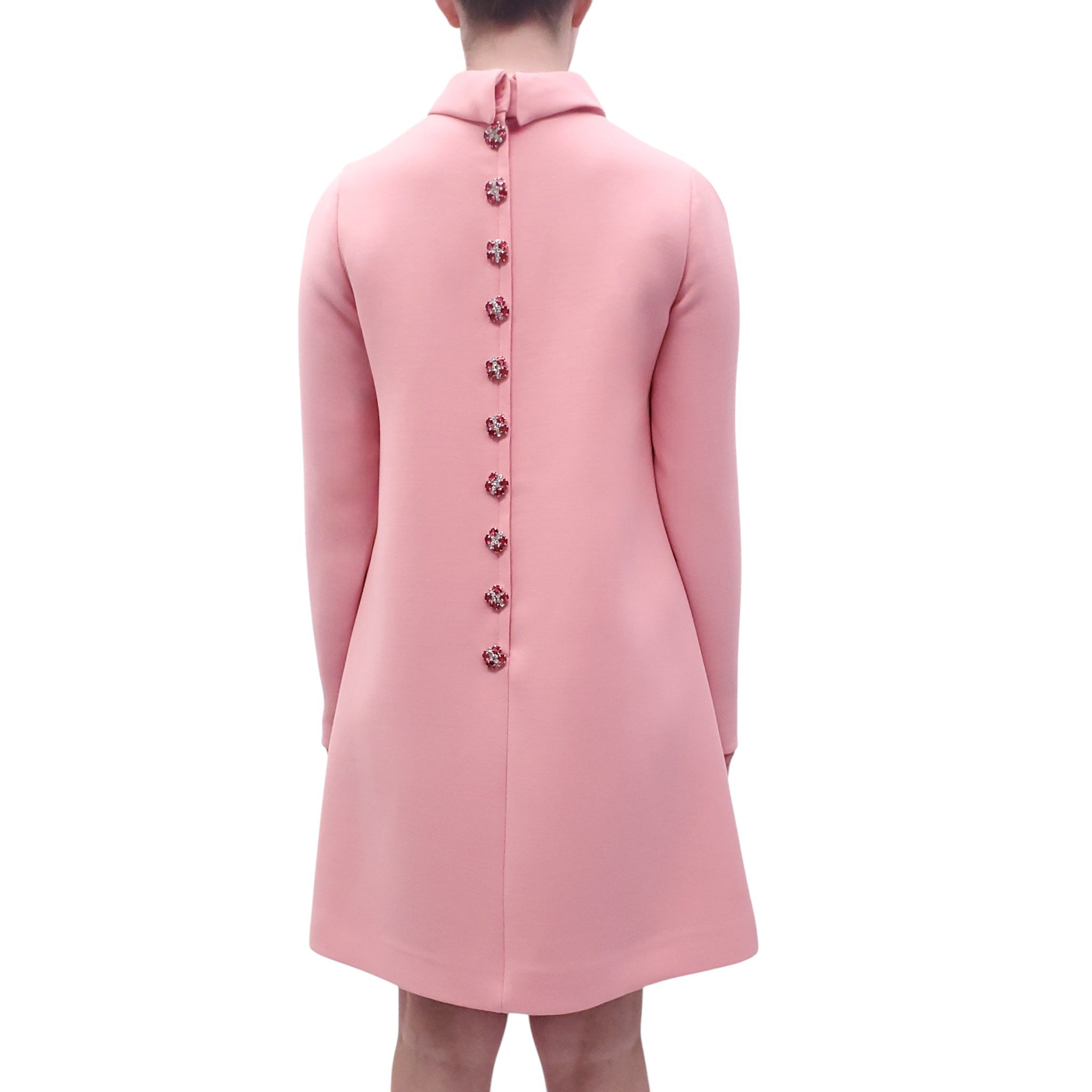 DOLCE & GABBANA PINK ROSE FLORAL CRYSTAL DRESS - SIZE 46
