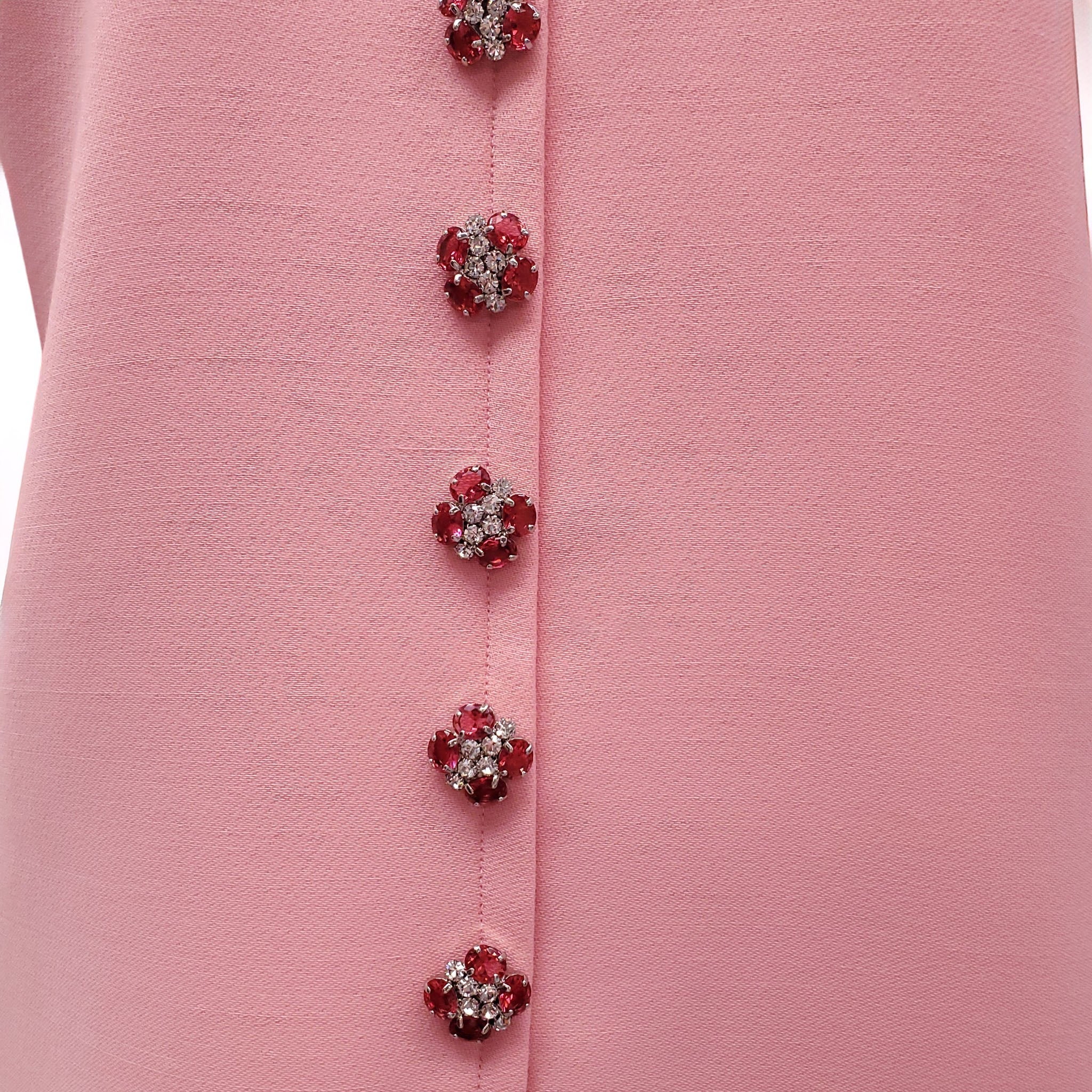 DOLCE & GABBANA PINK ROSE FLORAL CRYSTAL DRESS - SIZE 46