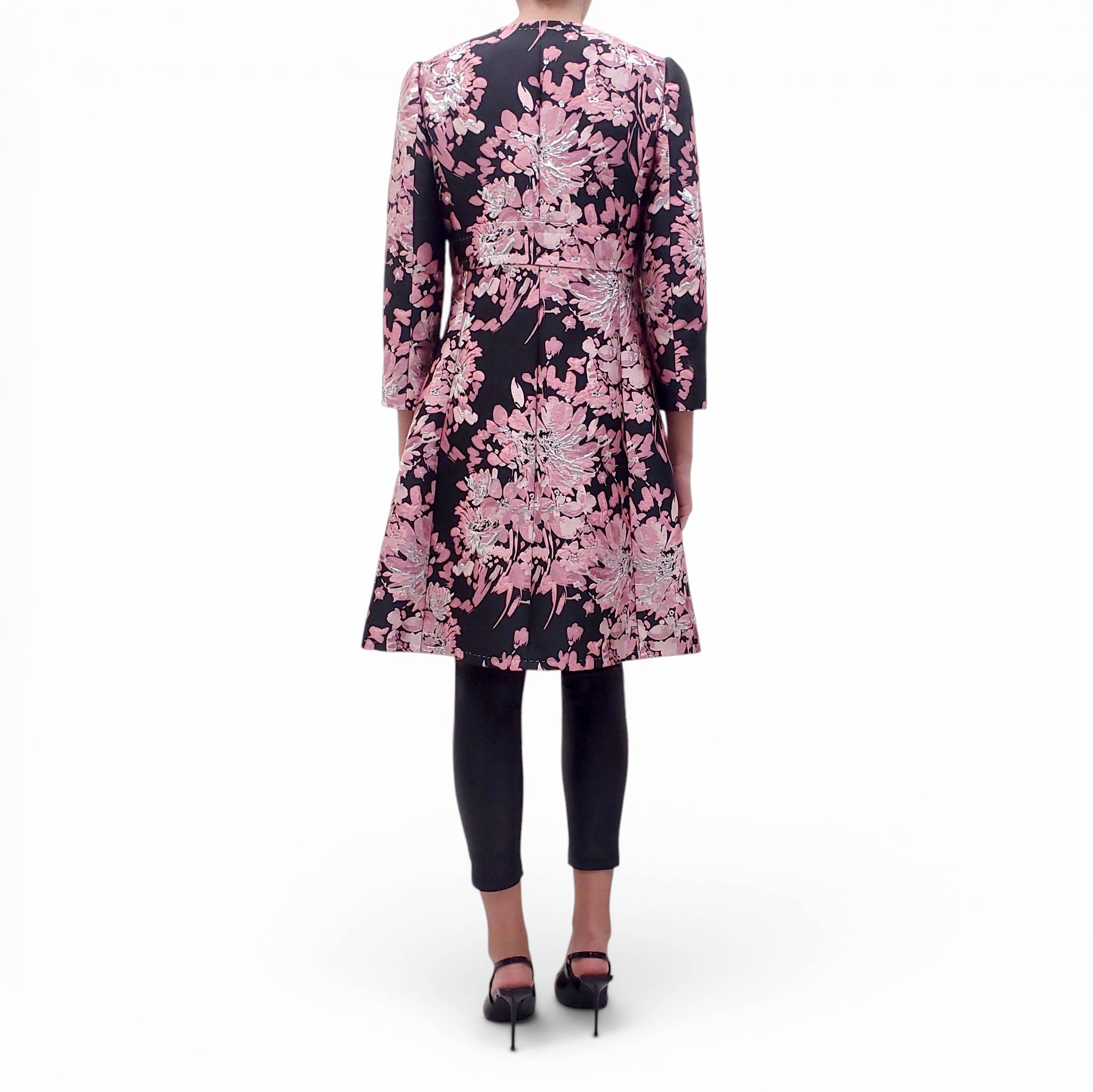 DOLCE & GABBANA ROSE JACQUARD COAT WITH FLORAL BUTTONS - SIZE 42