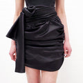 DOLCE & GABBANA SILK RUCHED SKIRT WITH BOW DETAIL - SIZE 44