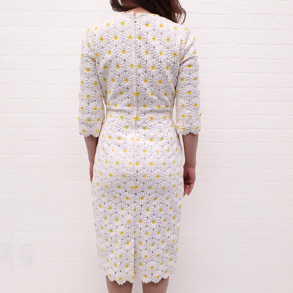 DOLCE & GABBANA WHITE DAISY DRESS - SIZE 38