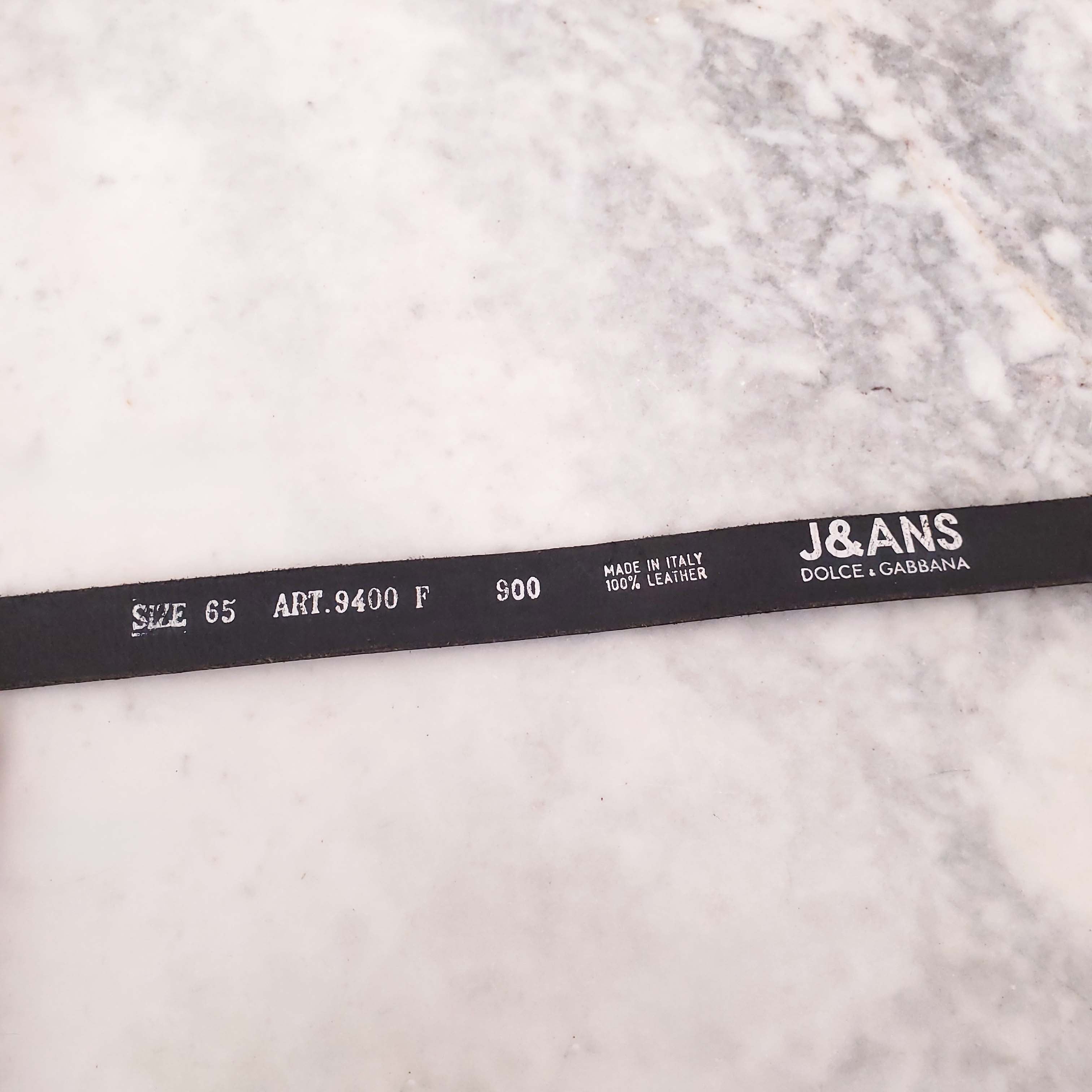 DOLCE & GABBANA 'J&ANS' BLACK LOGO BELT - SIZE 65