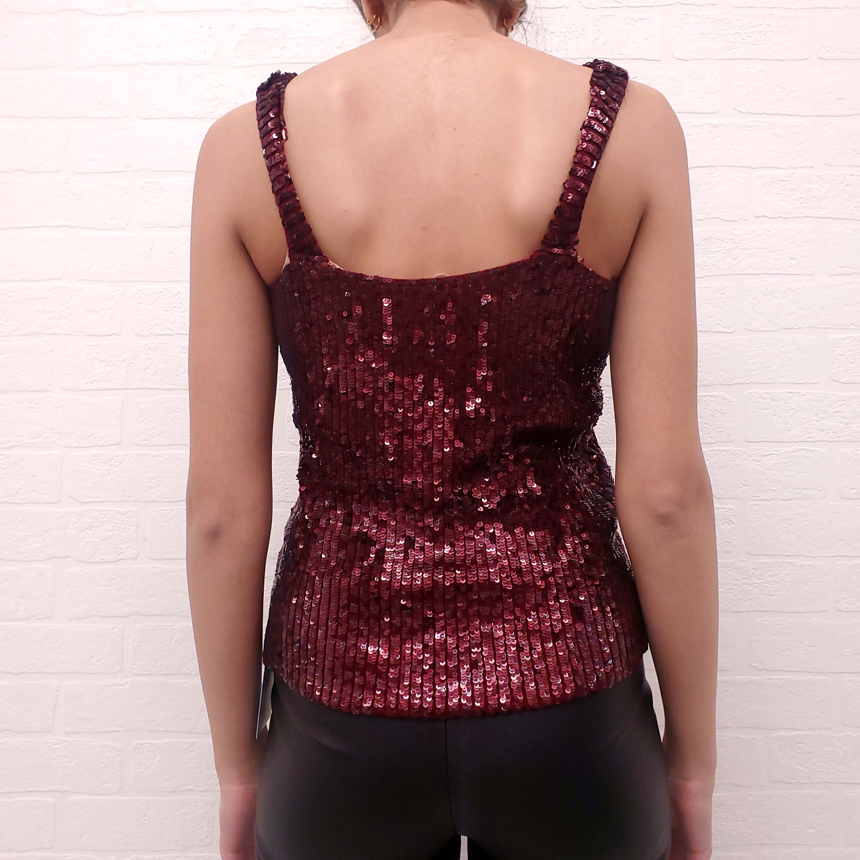 DONNA KARAN SEQUIN 2-PIECE BURGUNDY SET - SIZE M