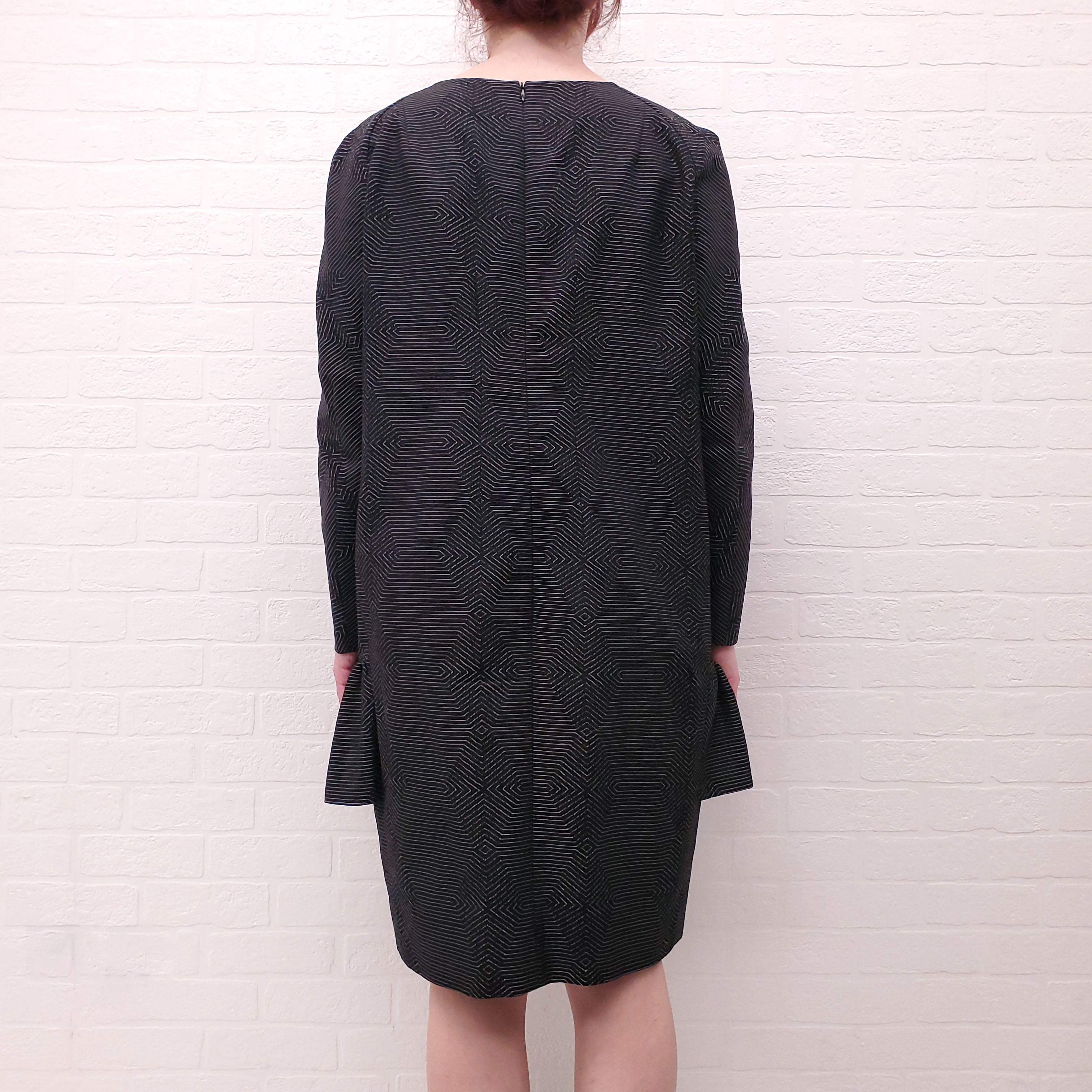 DRIES VAN NOTEN BLACK AND WHITE PATTERNED DRESS - SIZE 40