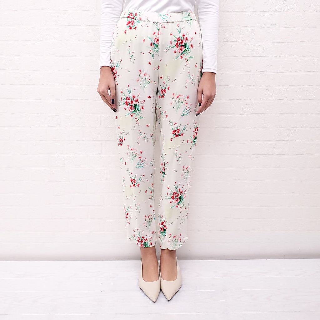 DRIES VAN NOTEN FLORAL CREAM PANTS - SIZE 40