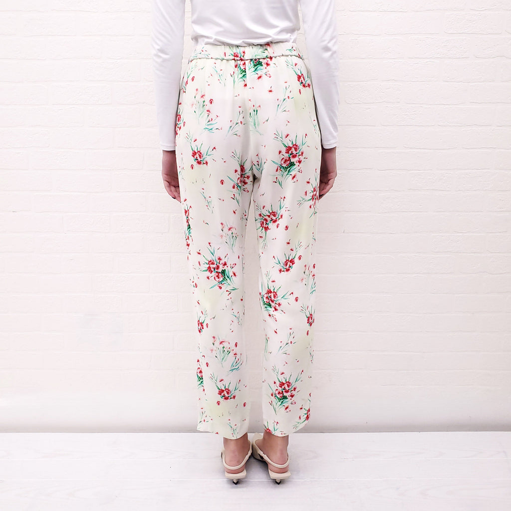 DRIES VAN NOTEN FLORAL CREAM PANTS - SIZE 40