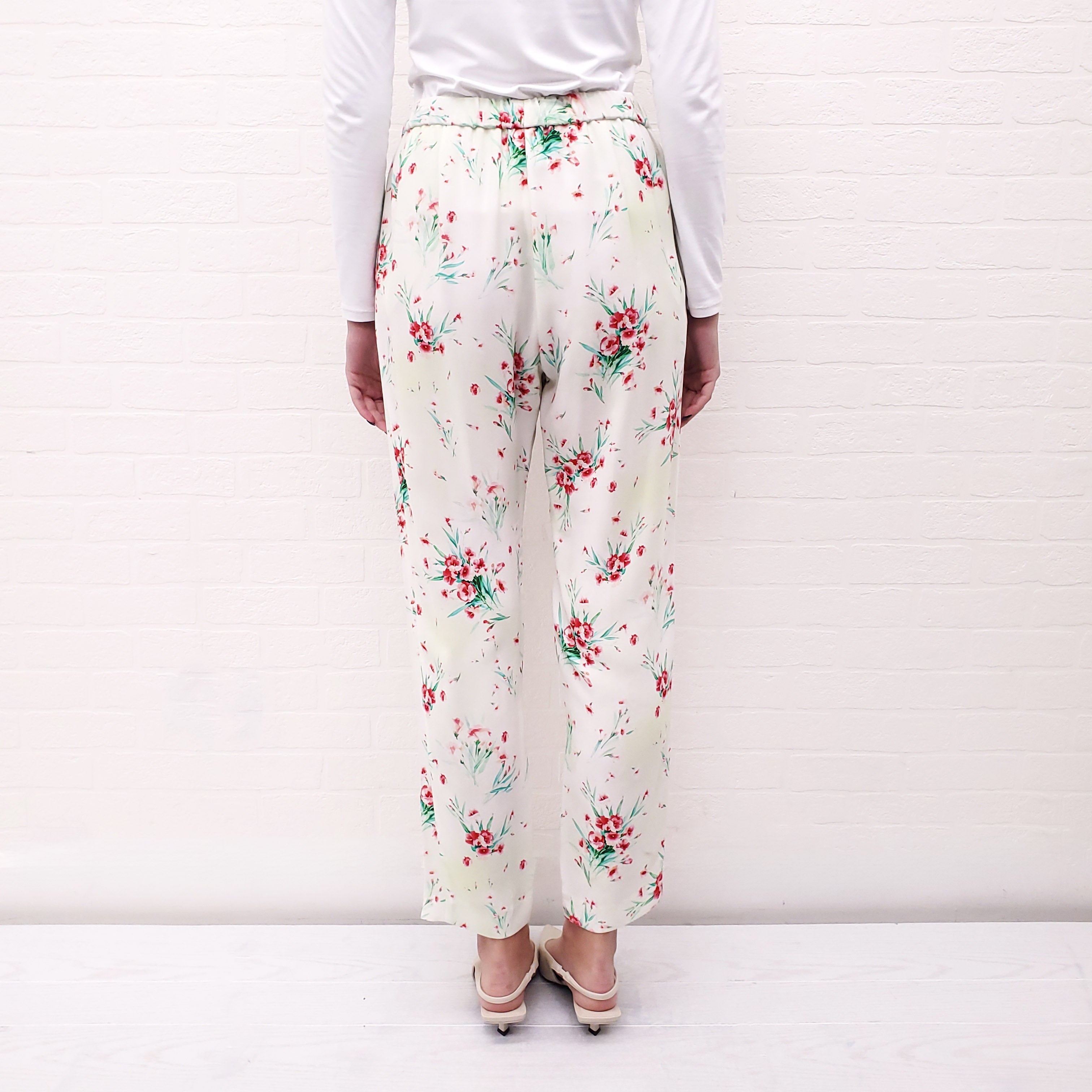 DRIES VAN NOTEN FLORAL CREAM PANTS - SIZE 40